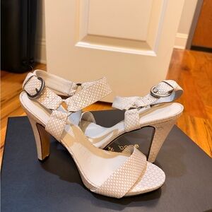 Karl Lagerfeld Cream Textured Strappy High Heels